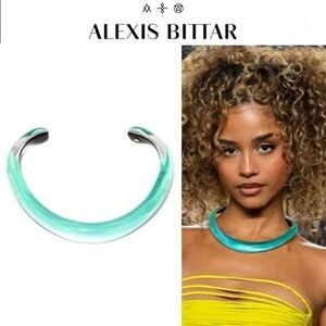 Alexis Bittar Luminous Lucite Collar Necklace Aqua Blue 245$